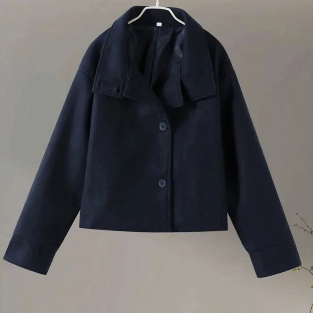 Women's Hip-Length Funnel Neck Wool-Blend Winter Coat