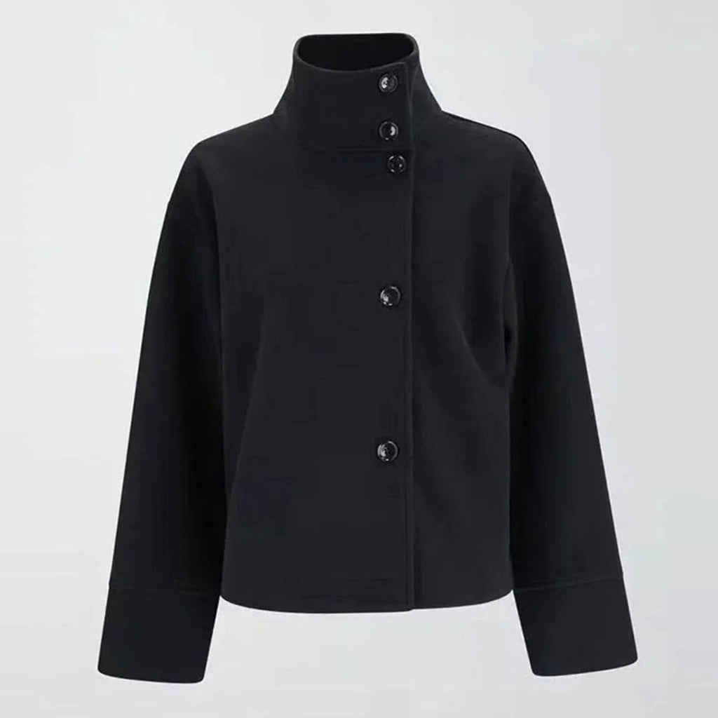 Women's Hip-Length Funnel Neck Wool-Blend Winter Coat