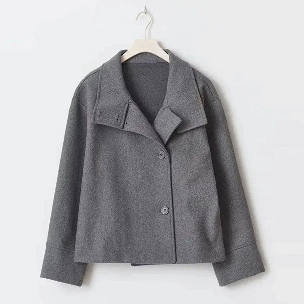 Women's Hip-Length Funnel Neck Wool-Blend Winter Coat
