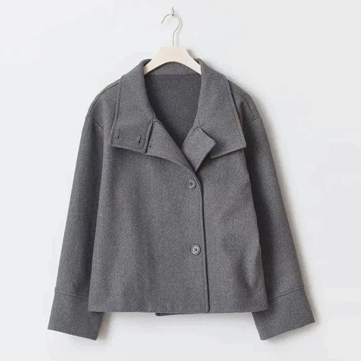 Women's Hip-Length Funnel Neck Wool-Blend Winter Coat