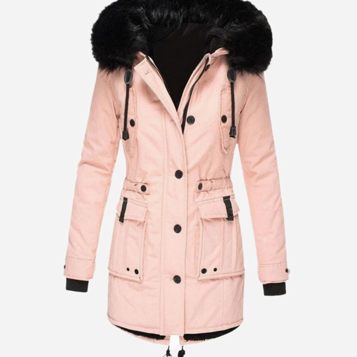 Women's Thick Faux Fur Hooded Drawstring Parka Coat