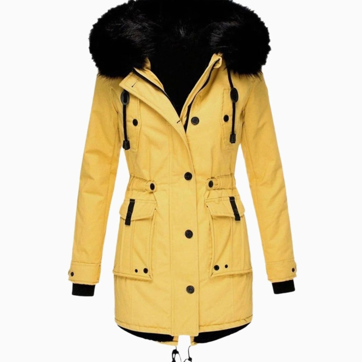 Women's Thick Faux Fur Hooded Drawstring Parka Coat