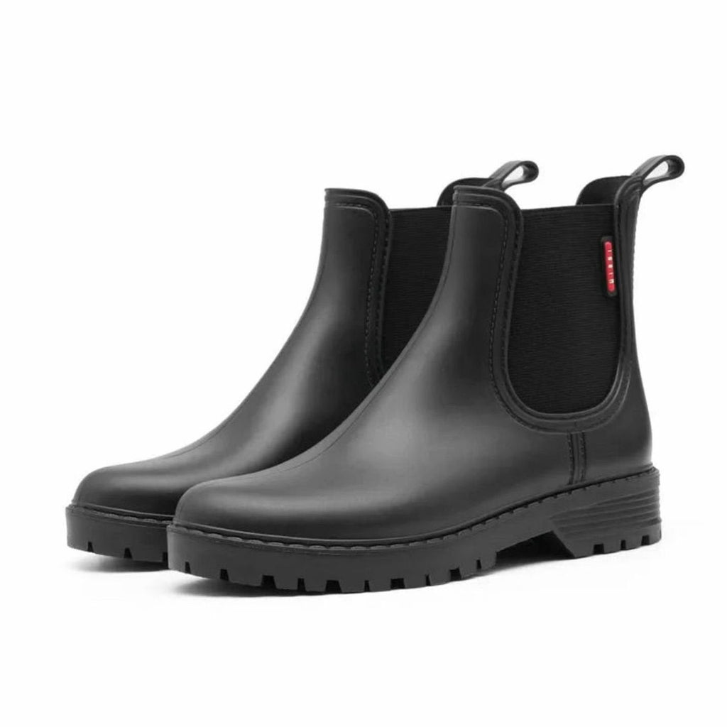 Women's Cold-Weather Waterproof Pull-On Ankle Wellies - Black