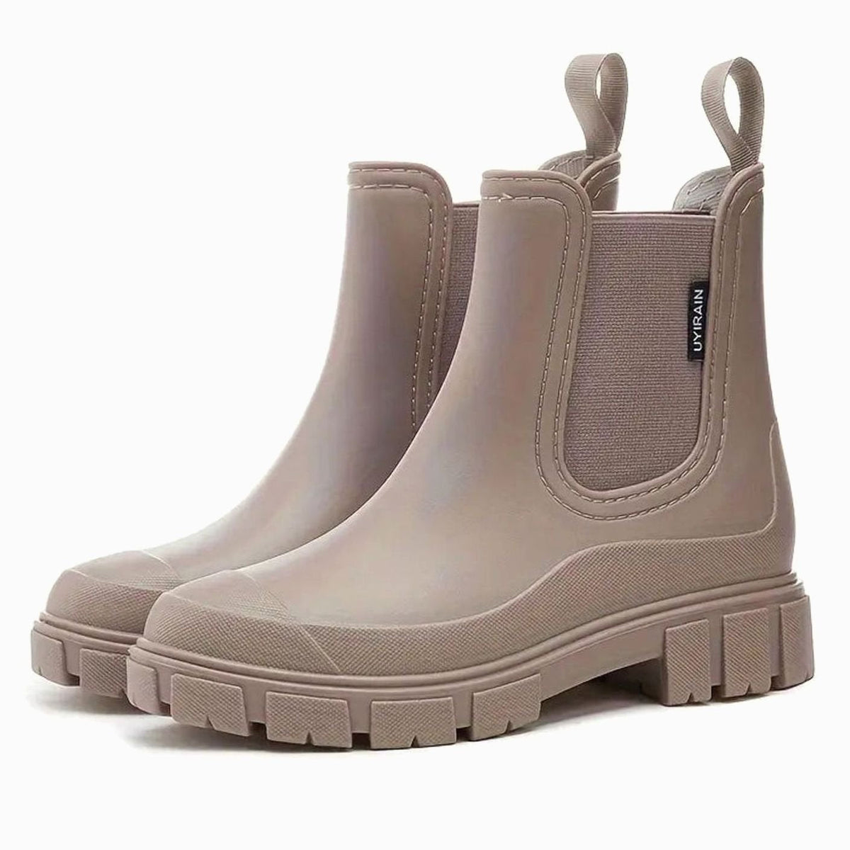 Women's Treaded Waterproof Chelsea Wellies - Brown