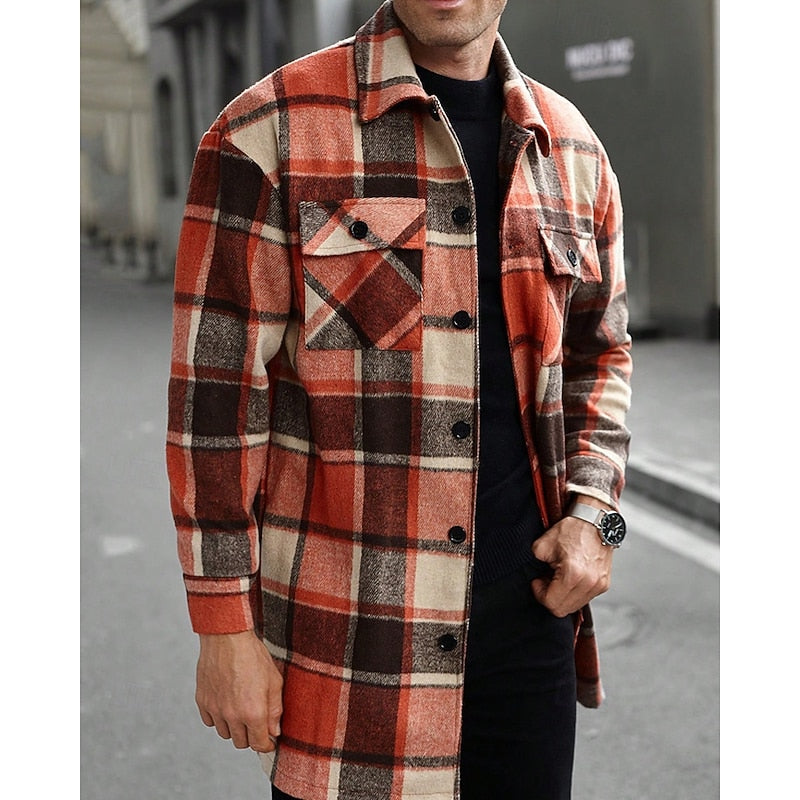 Women's Regular Fit Check Shacket with Lapel Collar