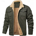 Women's Fold-Down Collar Sherpa Jacket With Side Pockets - Army Green