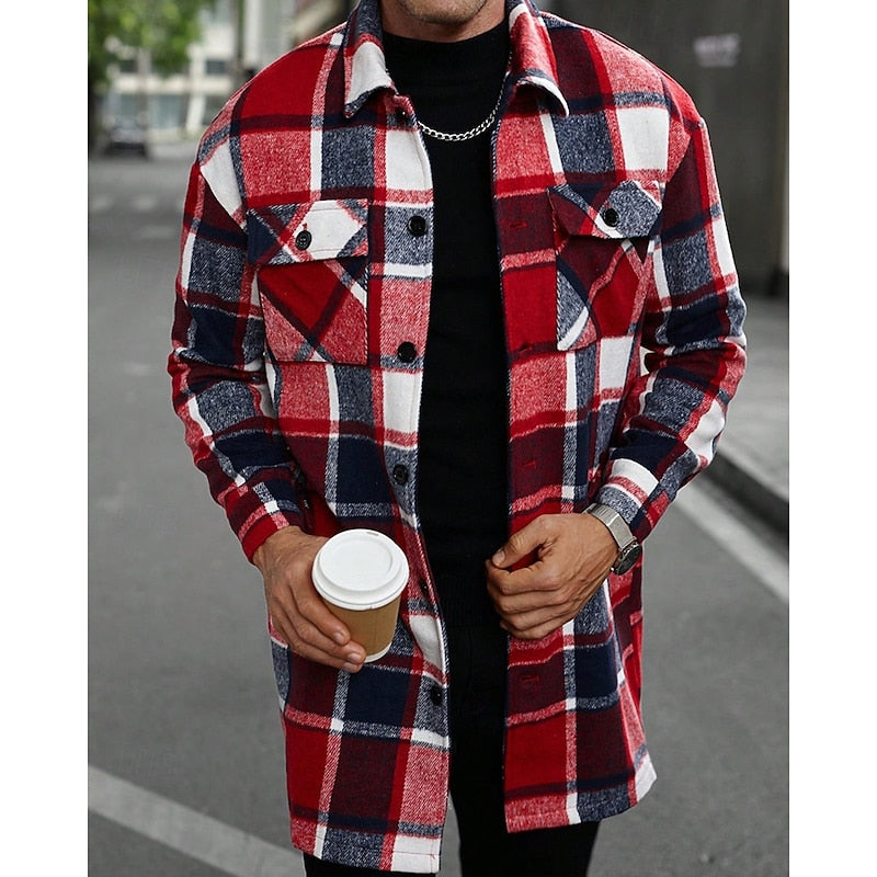 Women's Regular Fit Check Shacket with Lapel Collar